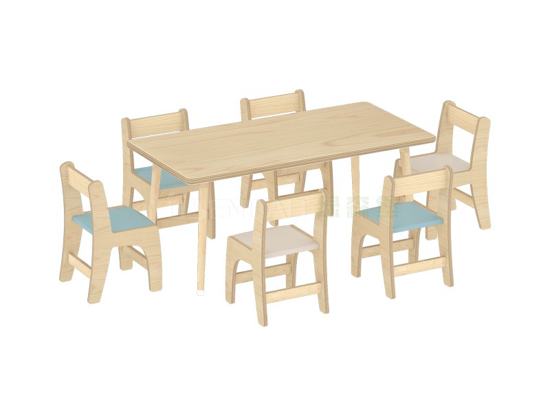 幼儿园家具枫木免漆长方桌椅