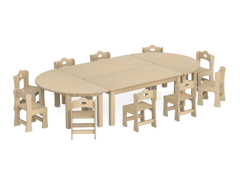 幼儿园家具儿童课桌椅组合椭圆桌