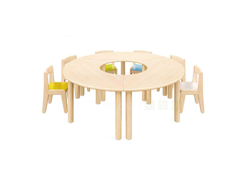 幼儿园家具儿童实木弧形组合桌
