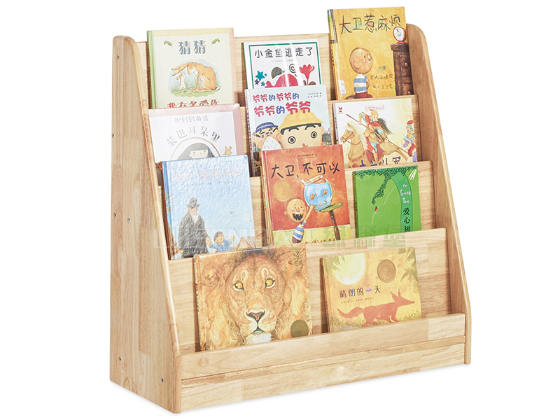 幼儿园家具橡胶木儿童双面书架